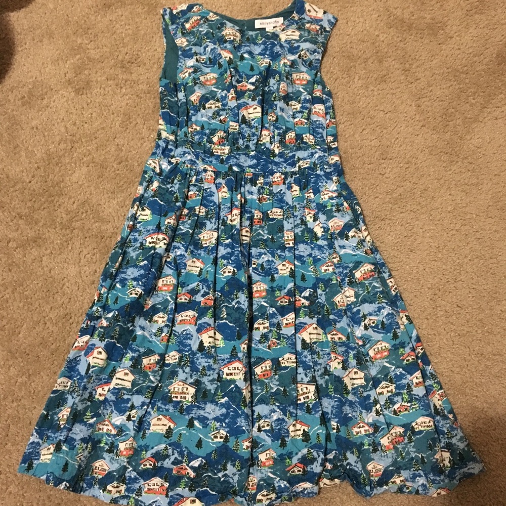 Modcloth Emily and Fin winter print dress